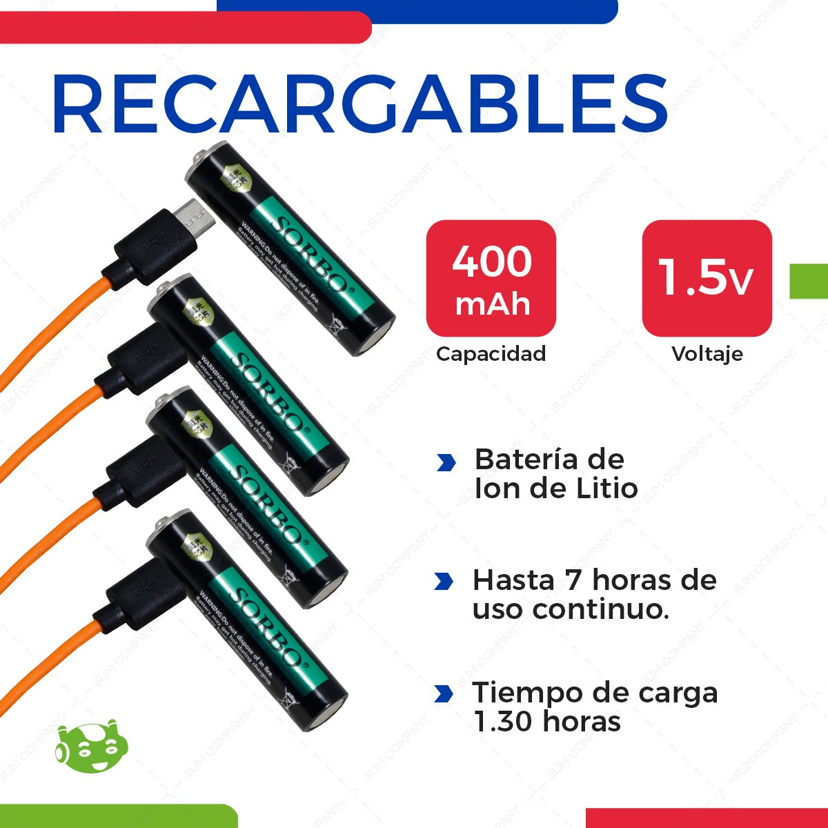 Pilas recargables AAA con Micro USB